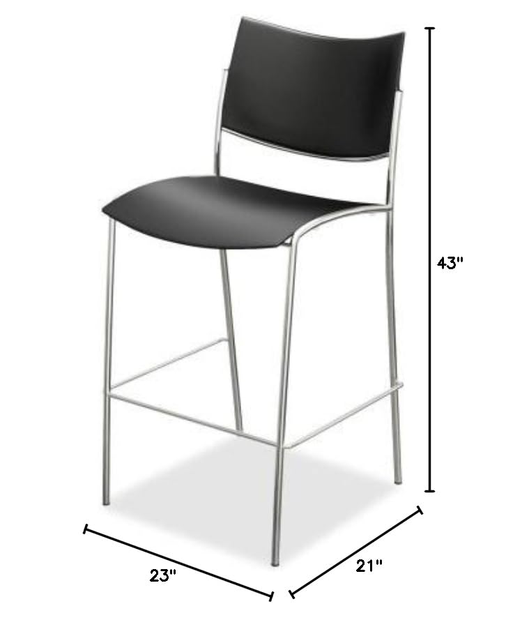 Mayline Escalate Series Stackable Stools-Stackable Stool, 21"X23"X43", Black